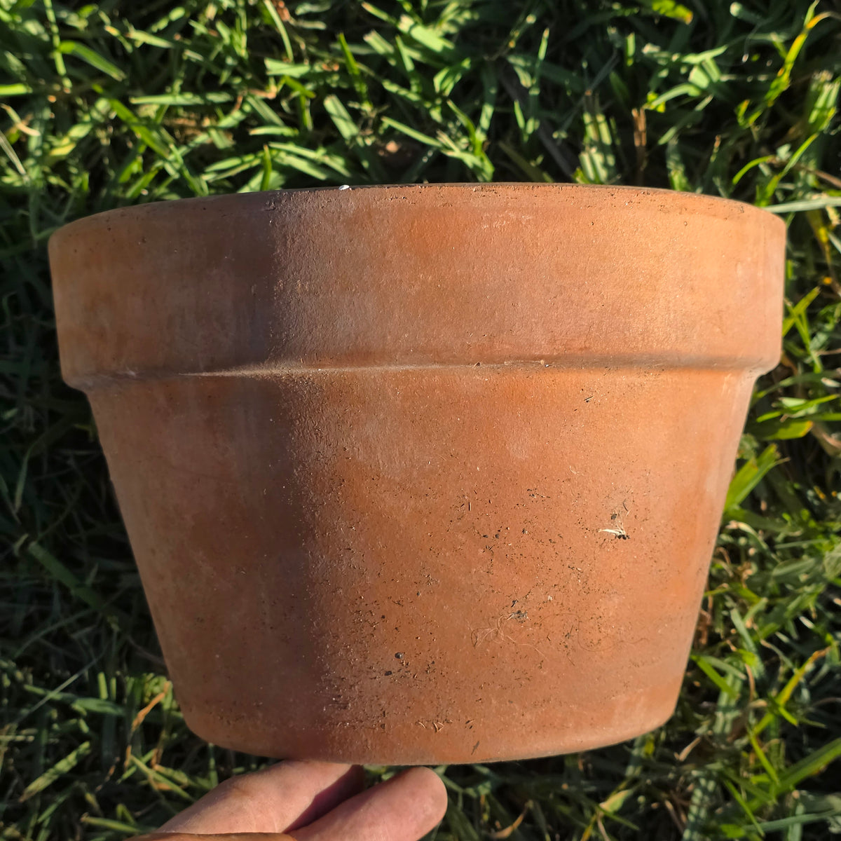 Vtg Terracotta Azalea Pot Flat Rim Clay Planter Semi Shallow Squat Garden 8.5x6