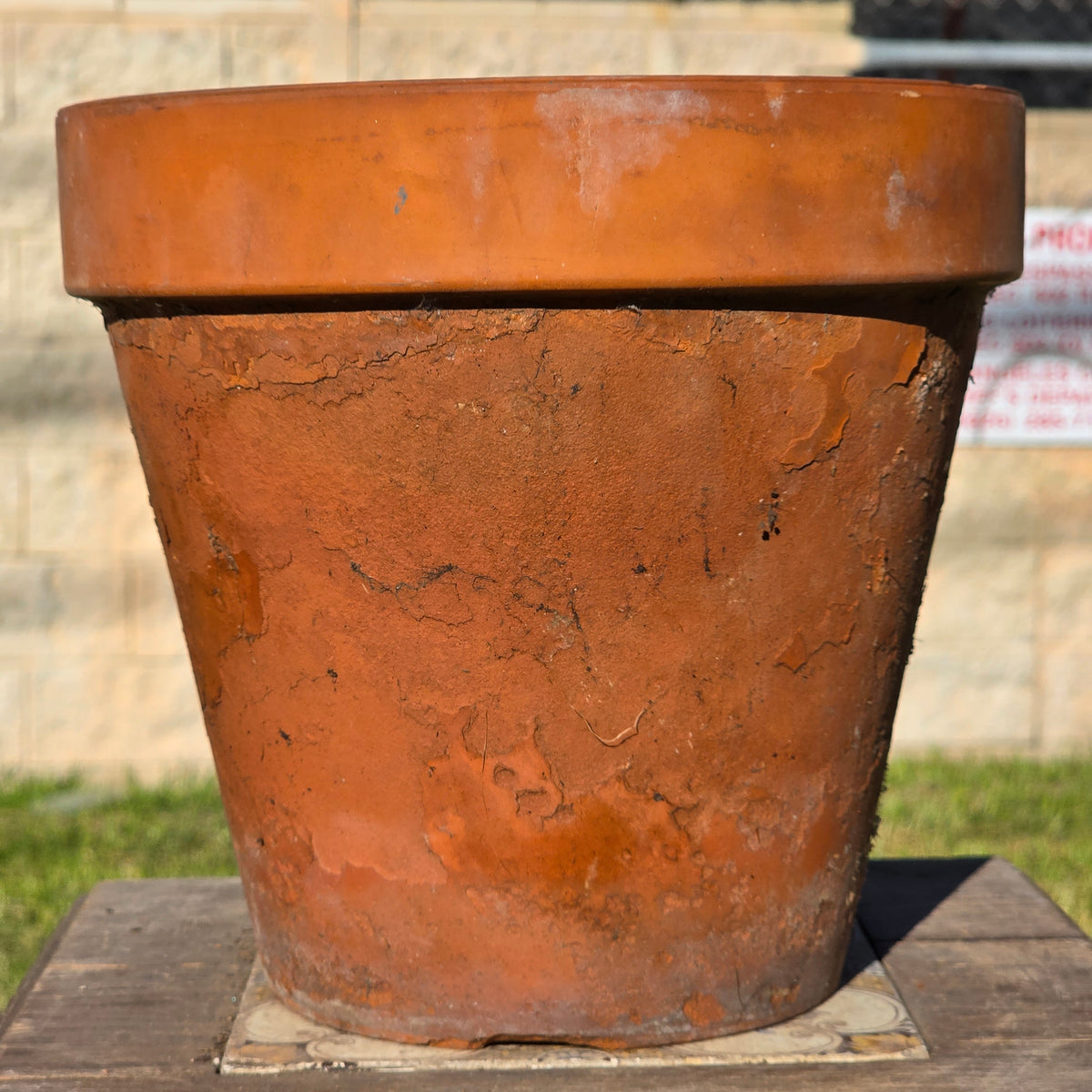 Vintage Heavily Weathered Terracotta Planter Pot Rustic Clay Garden Flower 9x8