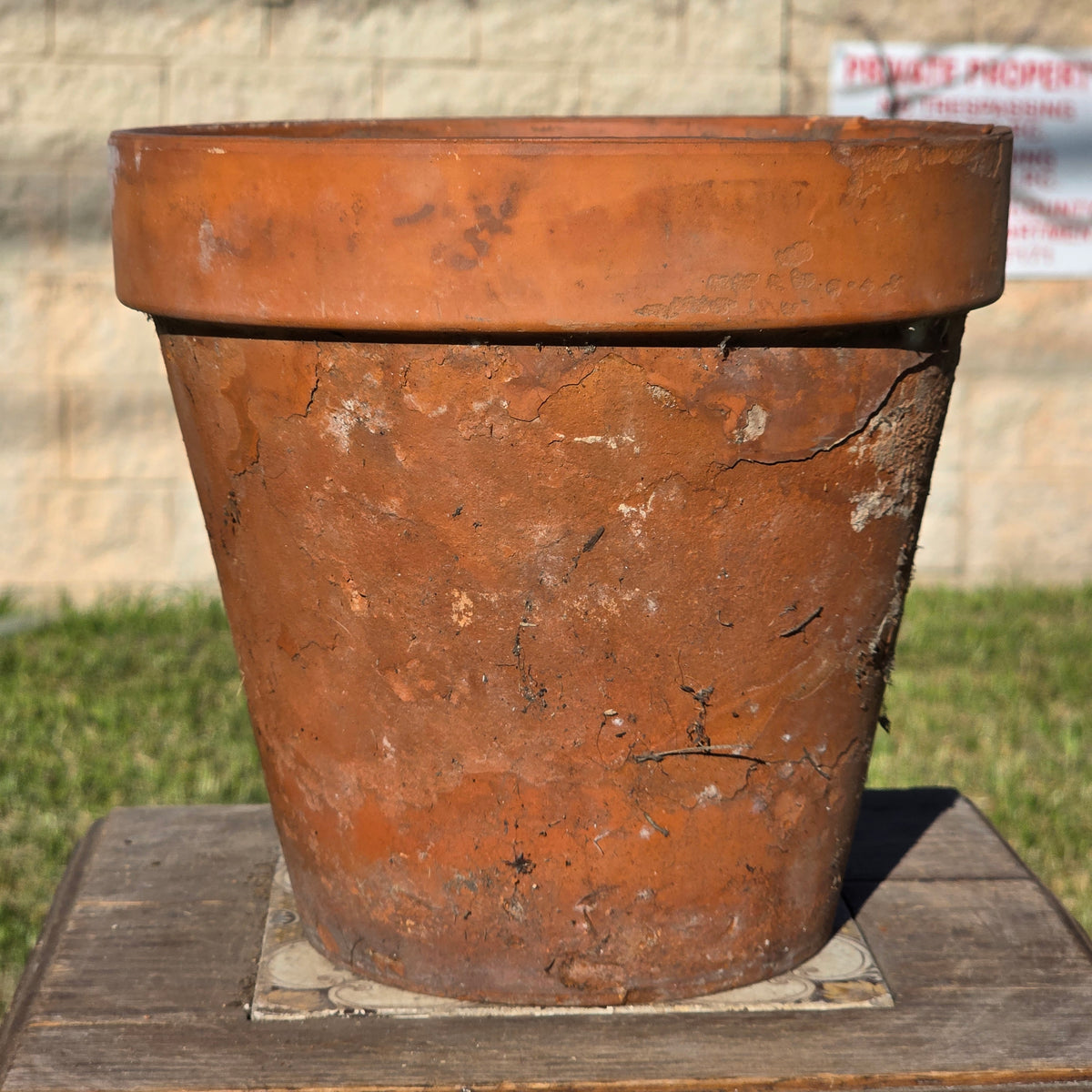 Vintage Heavily Weathered Terracotta Planter Pot Rustic Clay Garden Flower 9x8