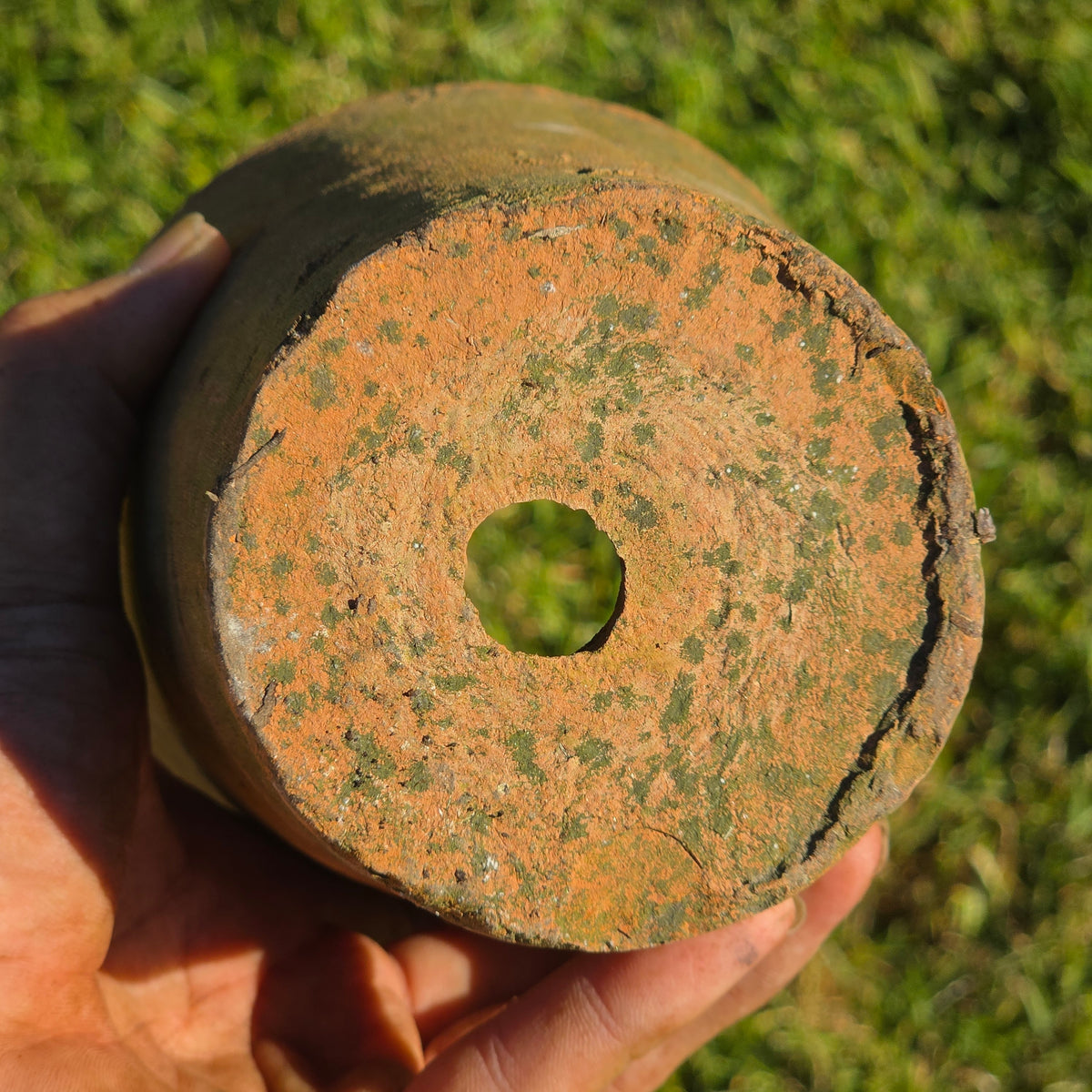 Vintage Terracotta Flower Pot 6" H Aged Moss Patina Rustic Clay Planter Orchid