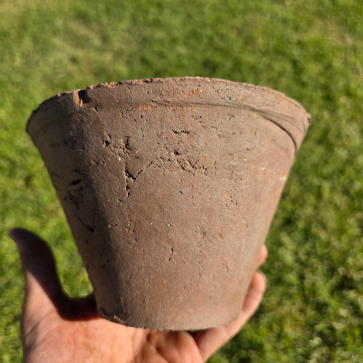 Antique French Terracotta Pine Resin Collecting Pot Clay Sap Planter Bowl Rustic