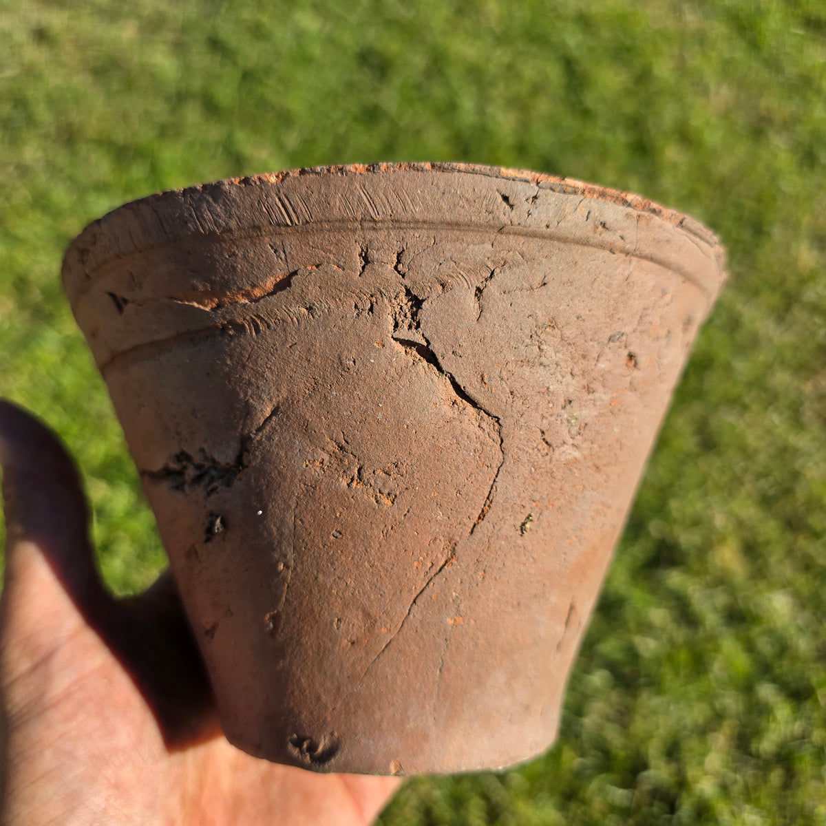 Antique French Terracotta Pine Resin Collecting Pot Clay Sap Planter Bowl Rustic