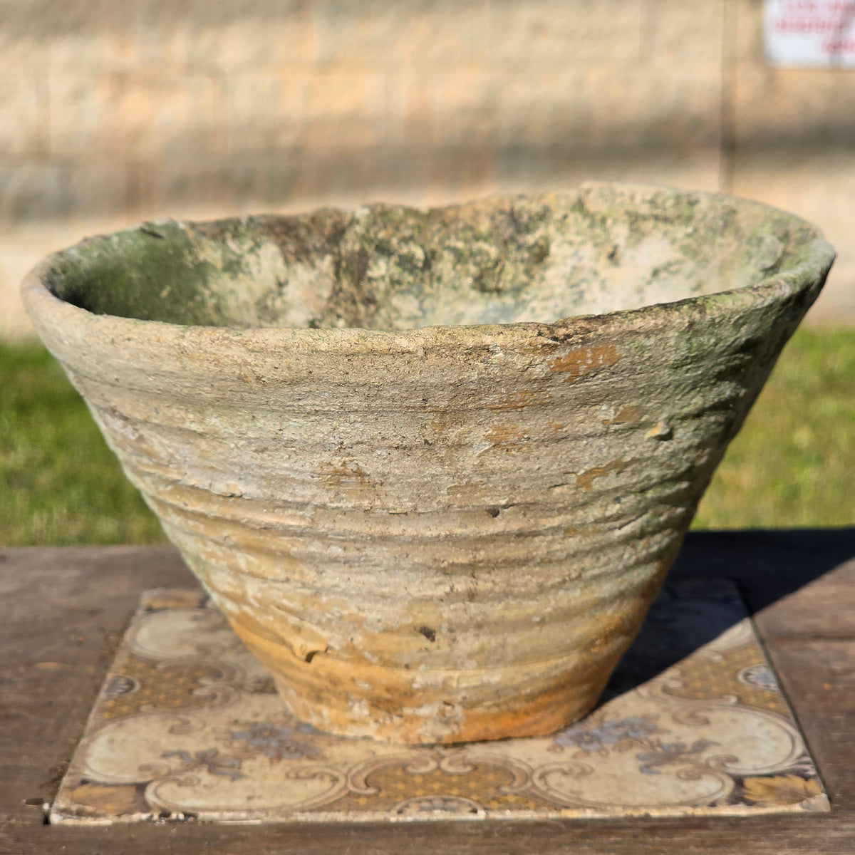 Reserved/Antique French Terracotta Resin Collecting Pot Wheel Thrown Clay Planter Moss