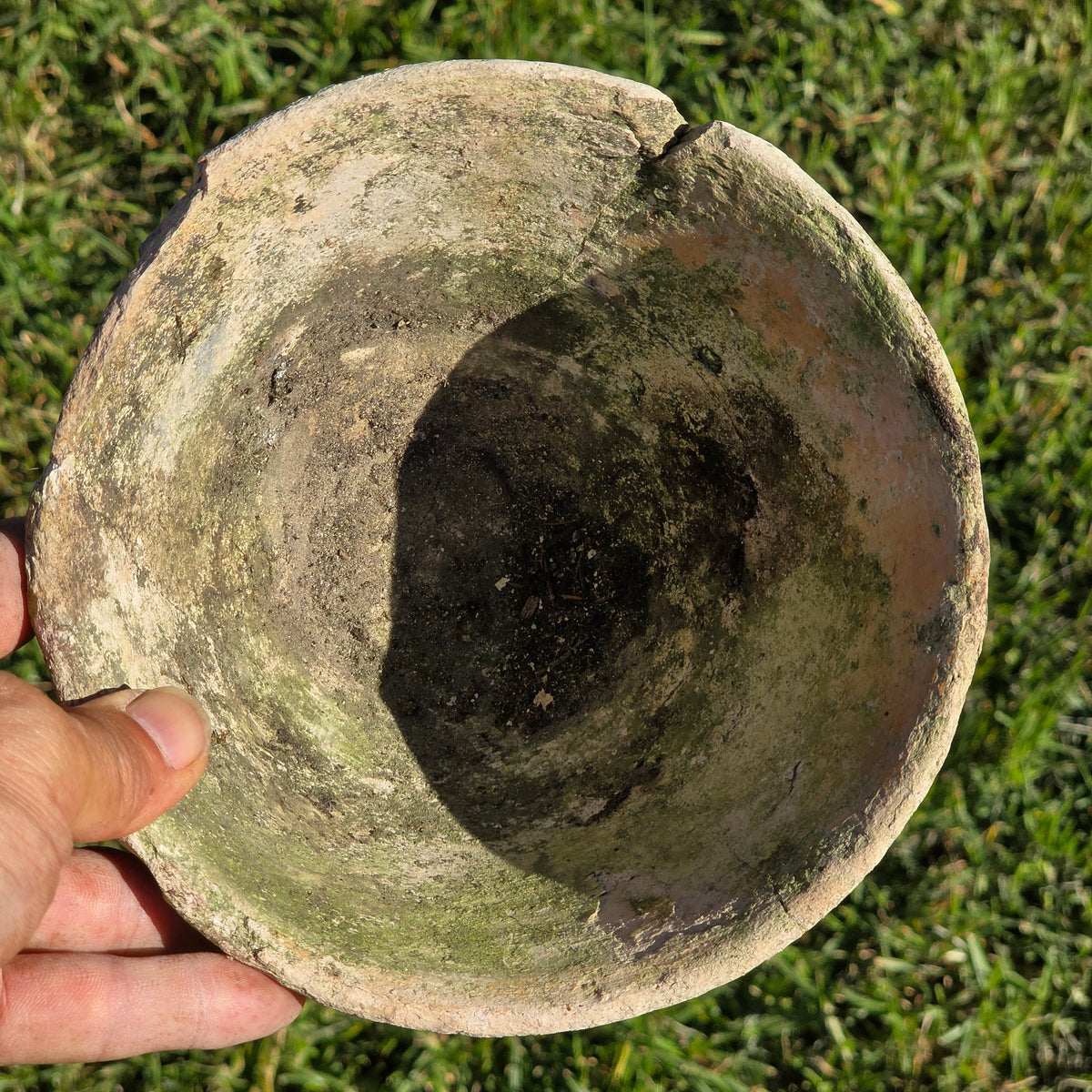 Reserved/Antique French Terracotta Resin Collecting Pot Wheel Thrown Clay Planter Moss