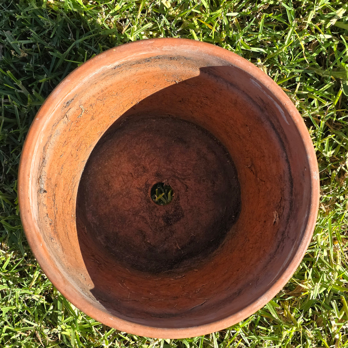 Vintage Italian Terracotta Planter Pot 10.75" Clay Flower Aged Patina Italy 27