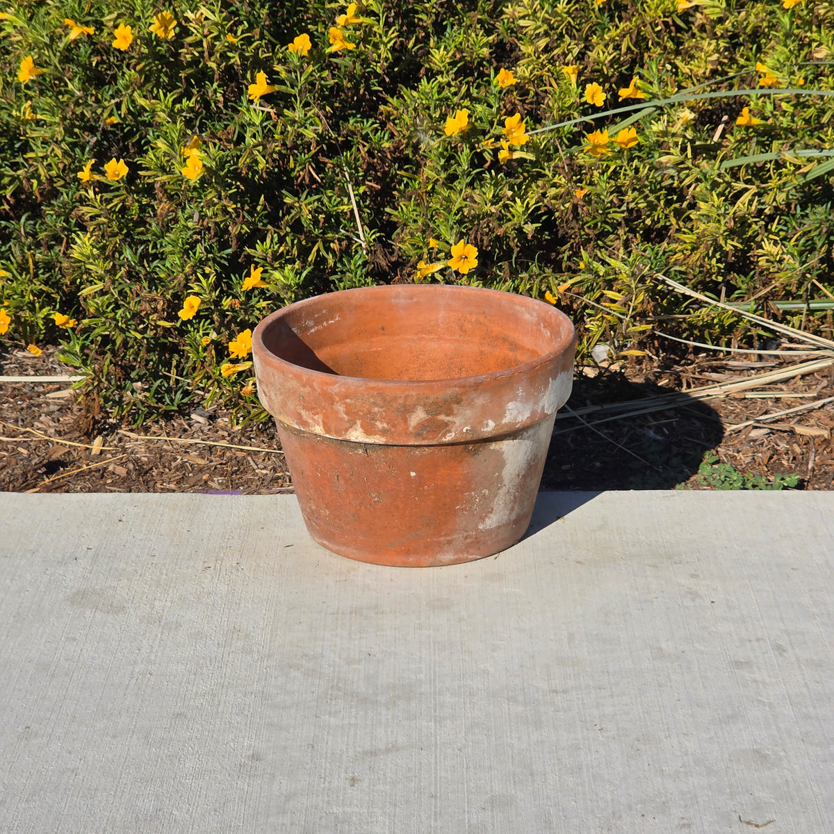 Vintage Italian Terracotta Planter Pot 10.75" Clay Flower Aged Patina Italy 27