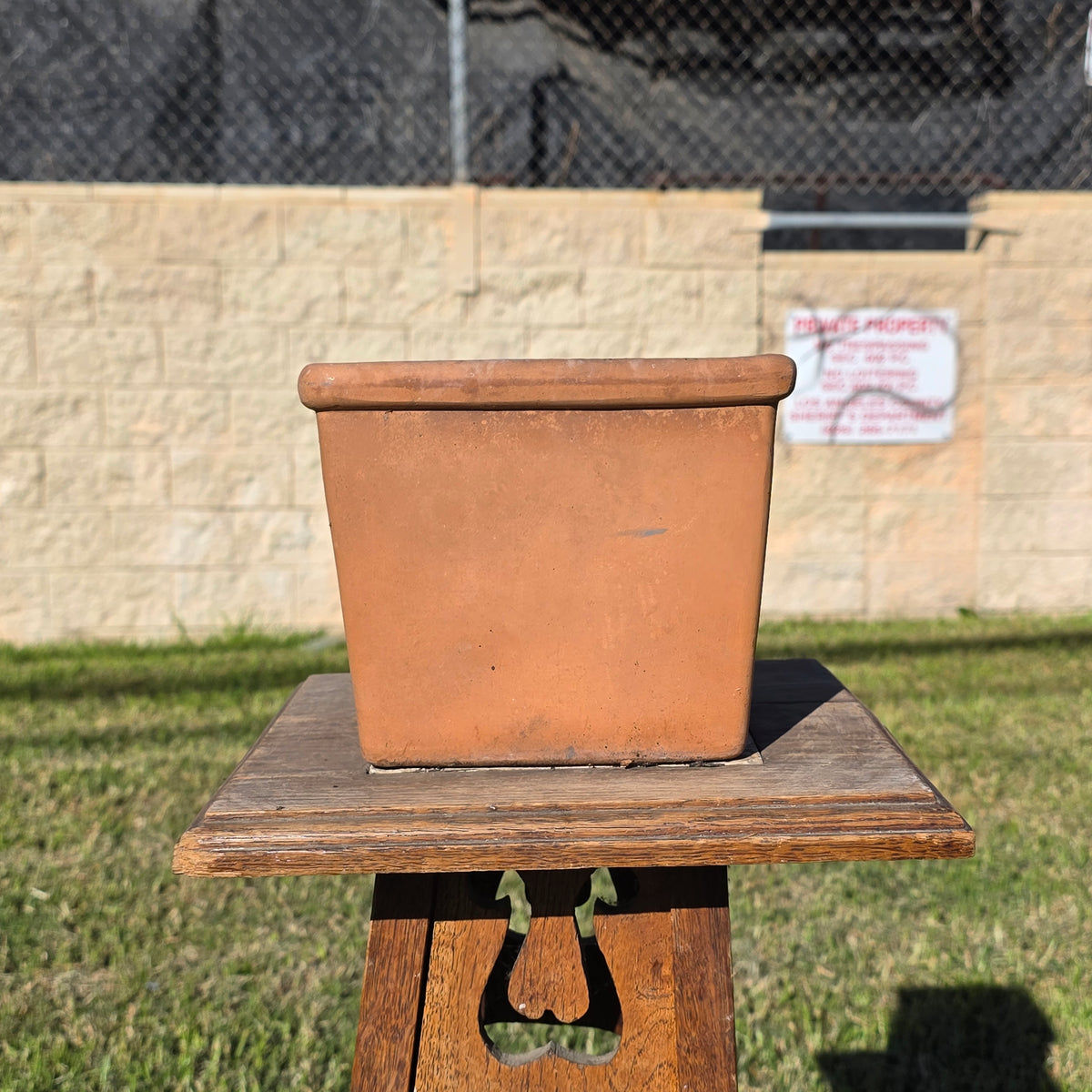 Vintage Terracotta Square Planter Tapered Flower Pot Heavy Rim Clay Garden 7"