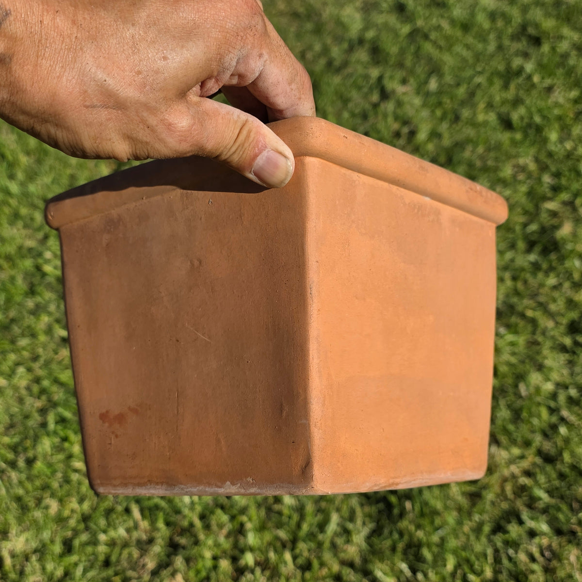 Vintage Terracotta Square Planter Tapered Flower Pot Heavy Rim Clay Garden 7"