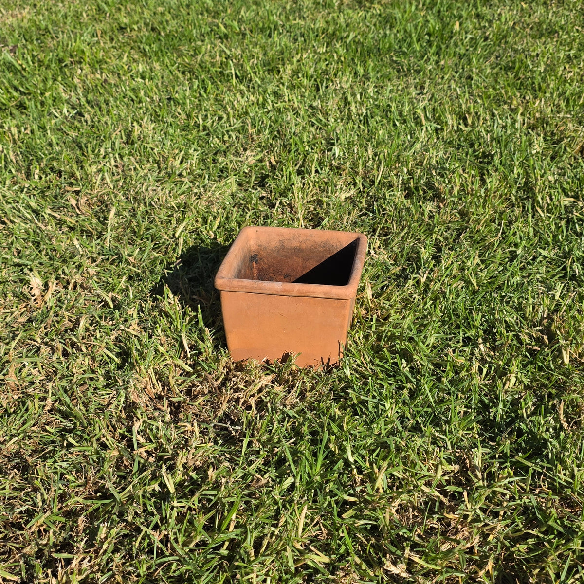 Vintage Terracotta Square Planter Tapered Flower Pot Heavy Rim Clay Garden 7"
