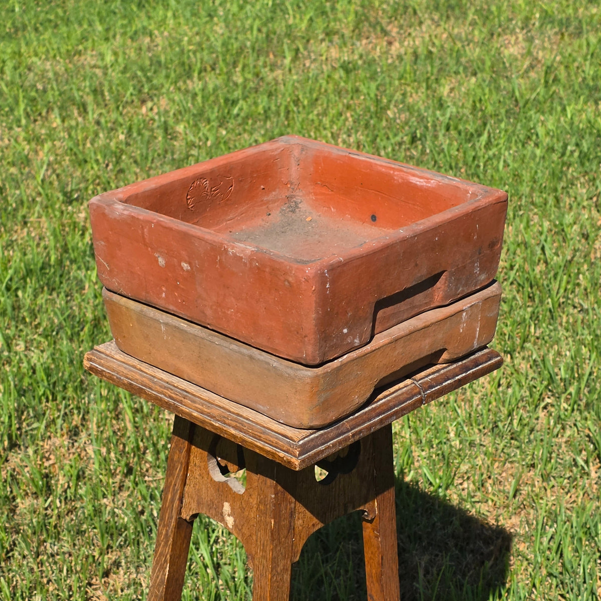 Vtg Toscana Terracotta Bonsai Planter Pot Square Succulent Cachepot with Saucer