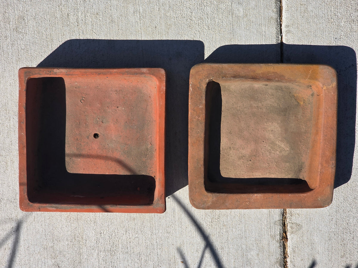 Vtg Toscana Terracotta Bonsai Planter Pot Square Succulent Cachepot with Saucer