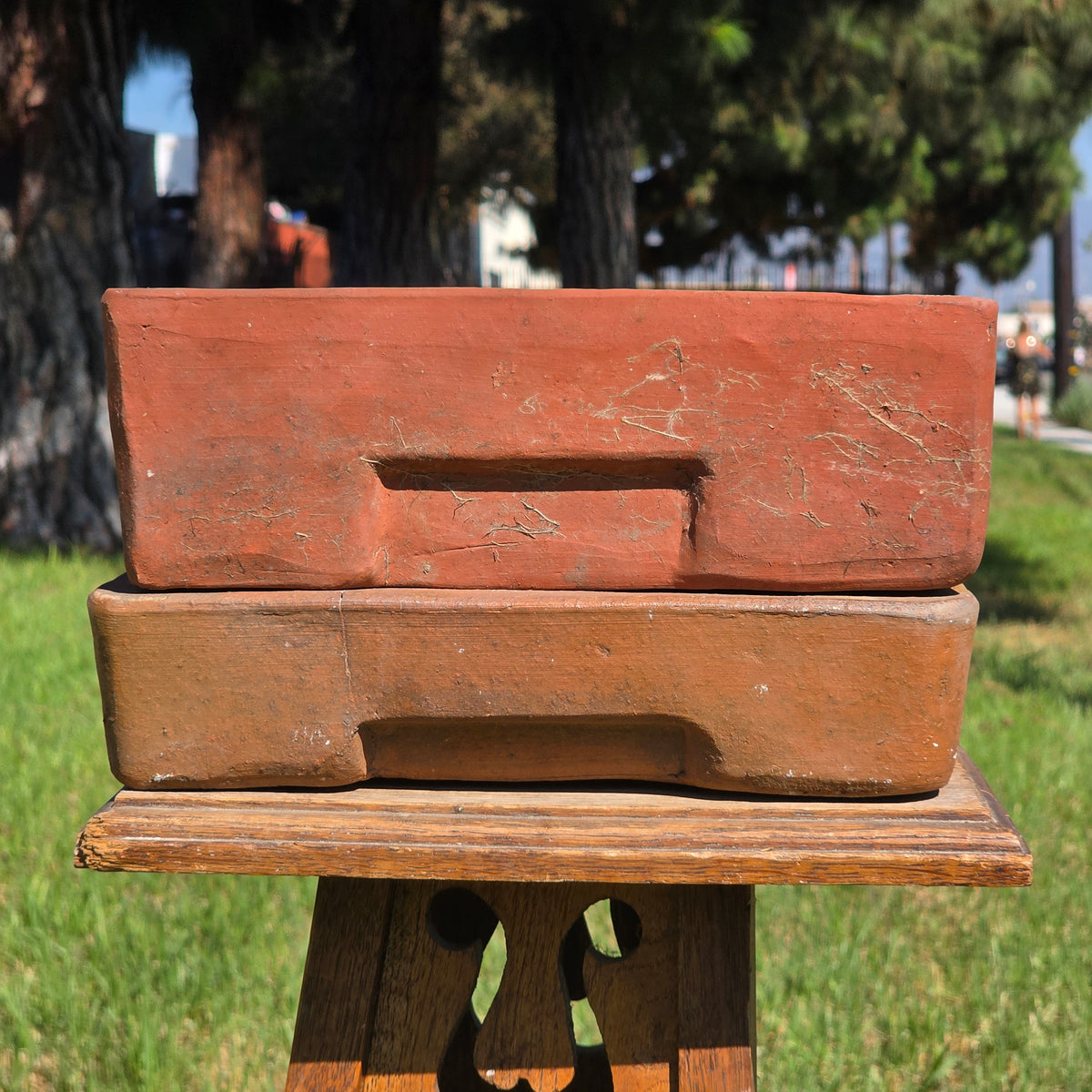 Vtg Toscana Terracotta Bonsai Planter Pot Square Succulent Cachepot with Saucer