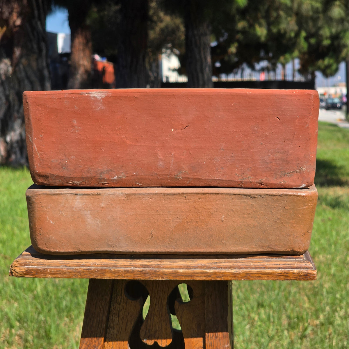 Vtg Toscana Terracotta Bonsai Planter Pot Square Succulent Cachepot with Saucer