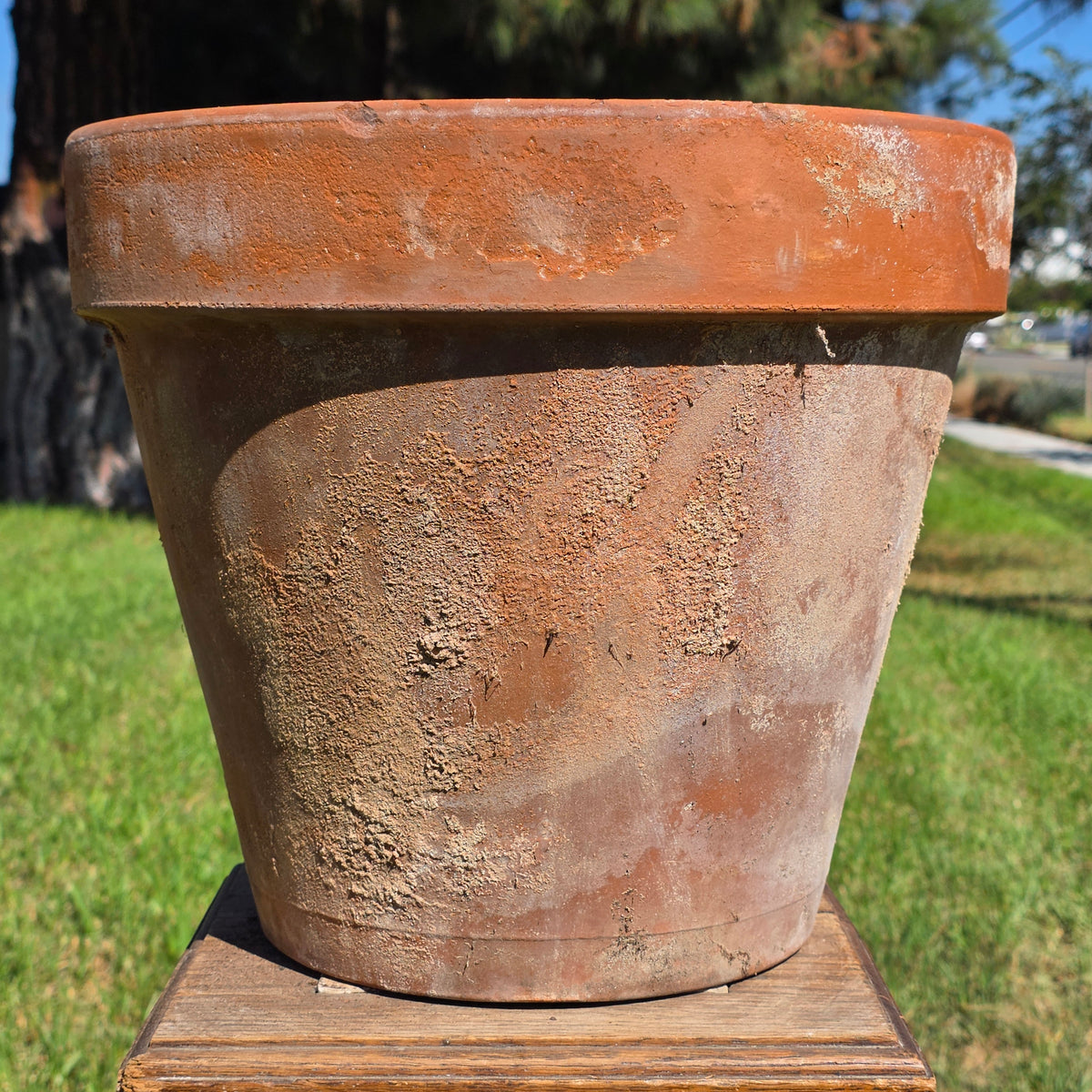 Reserved/Vintage Terracotta Planter Large Rustic Clay Flower Pot Heavy Garden Aged Patina
