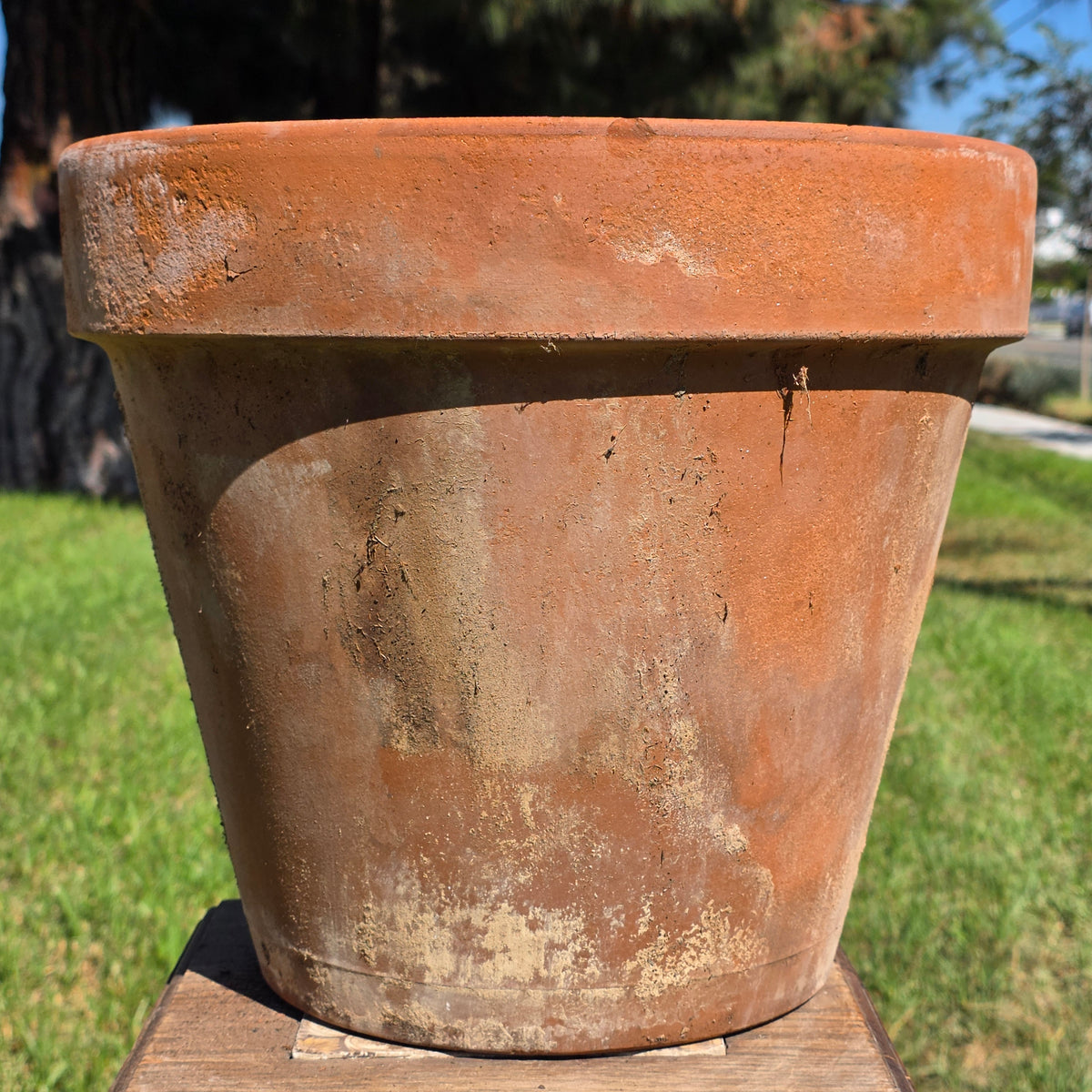 Reserved/Vintage Terracotta Planter Large Rustic Clay Flower Pot Heavy Garden Aged Patina
