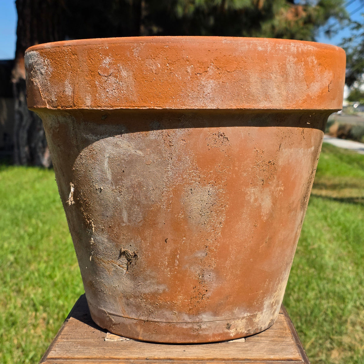 Reserved/Vintage Terracotta Planter Large Rustic Clay Flower Pot Heavy Garden Aged Patina