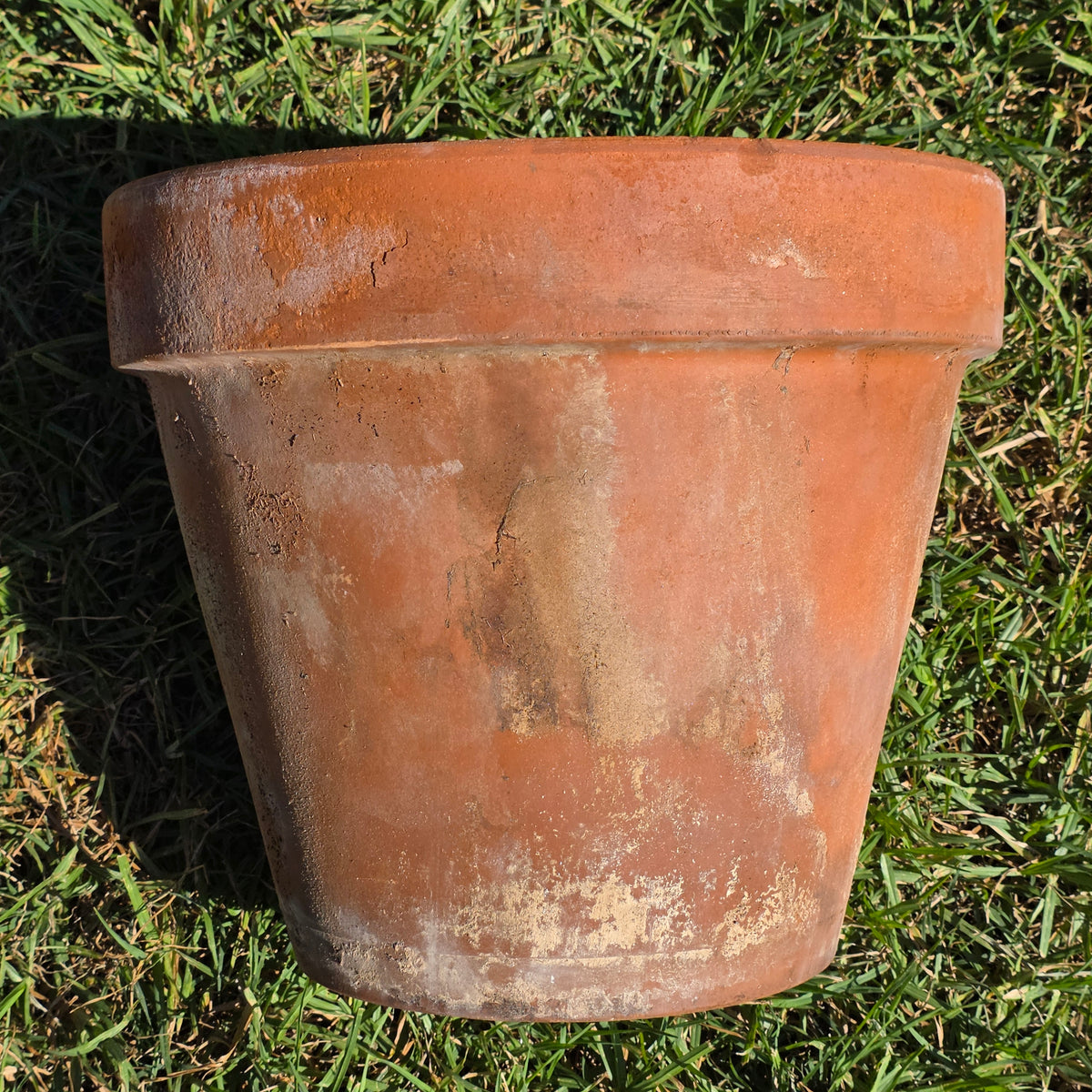 Reserved/Vintage Terracotta Planter Large Rustic Clay Flower Pot Heavy Garden Aged Patina