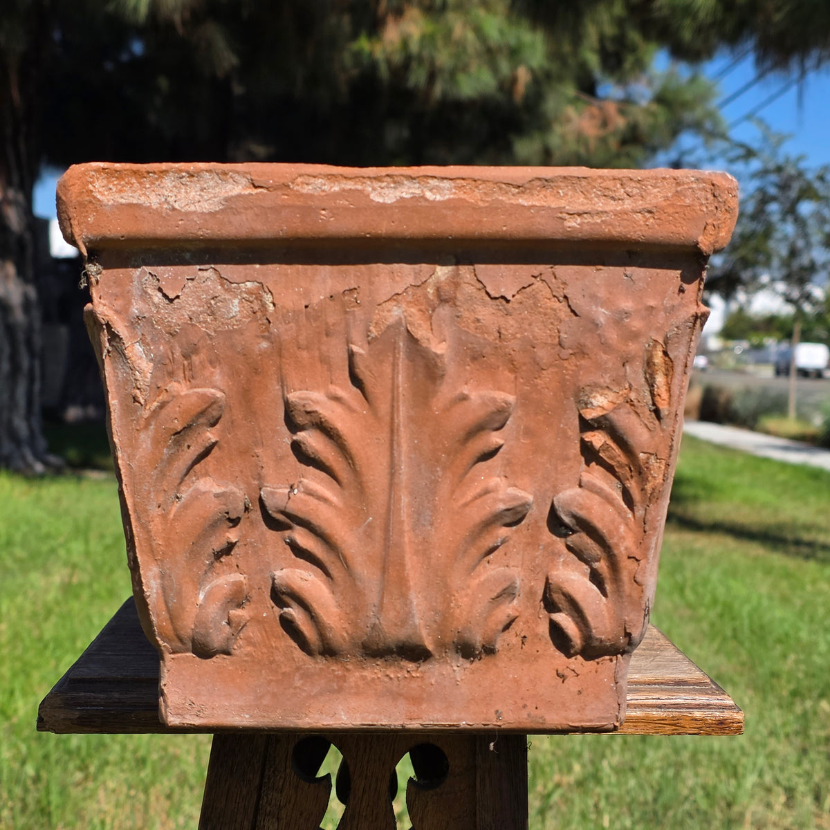 Vintage SILMA Italy Terracotta Rectangular Planter 20" Acanthus Leaf Window Box