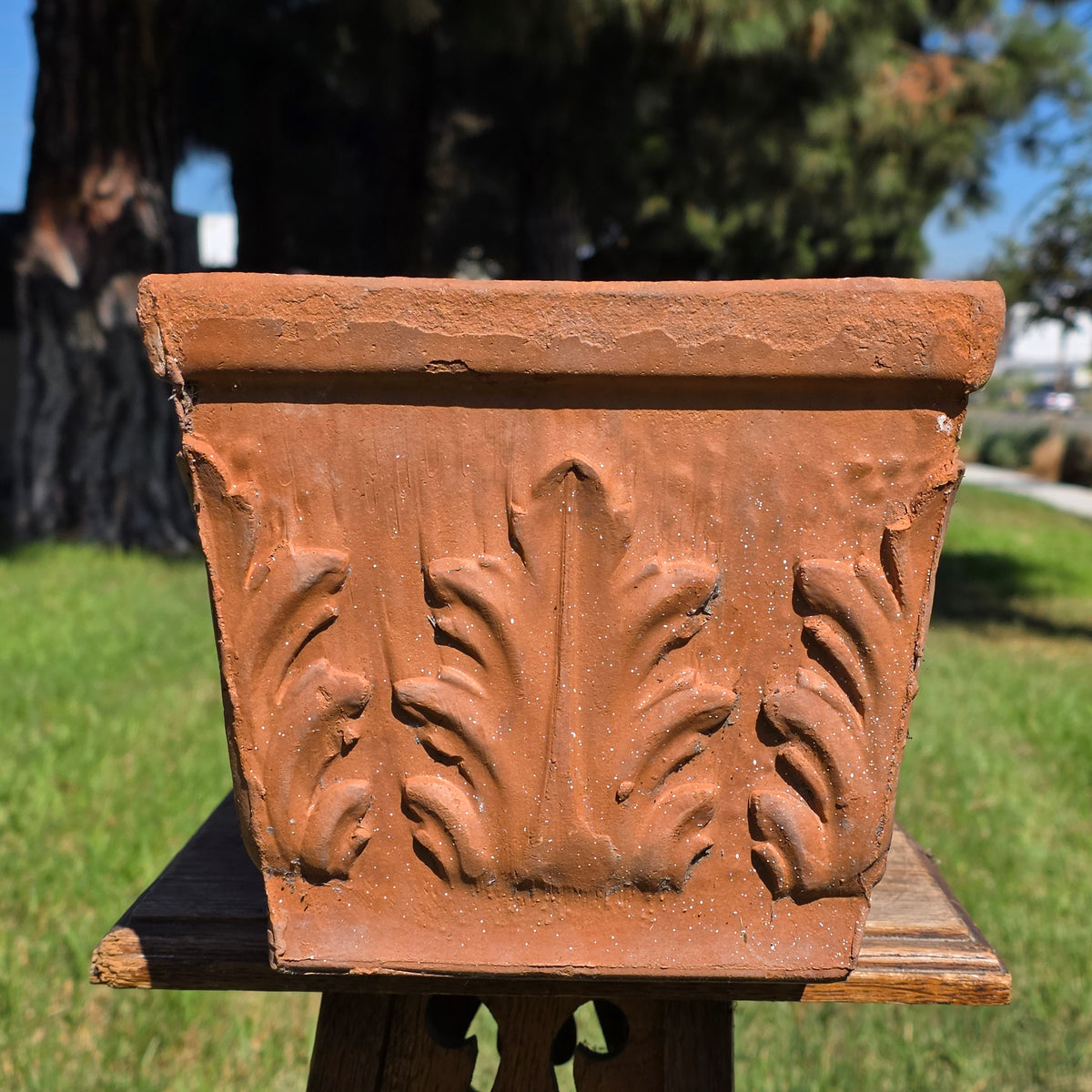 Vintage SILMA Italy Terracotta Rectangular Planter 20" Acanthus Leaf Window Box