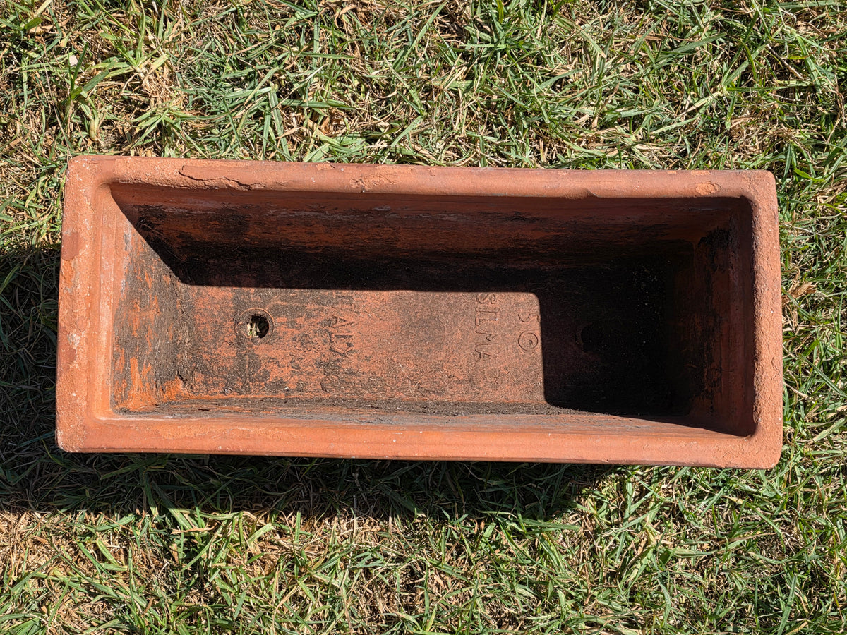 Vintage SILMA Italy Terracotta Rectangular Planter 20" Acanthus Leaf Window Box