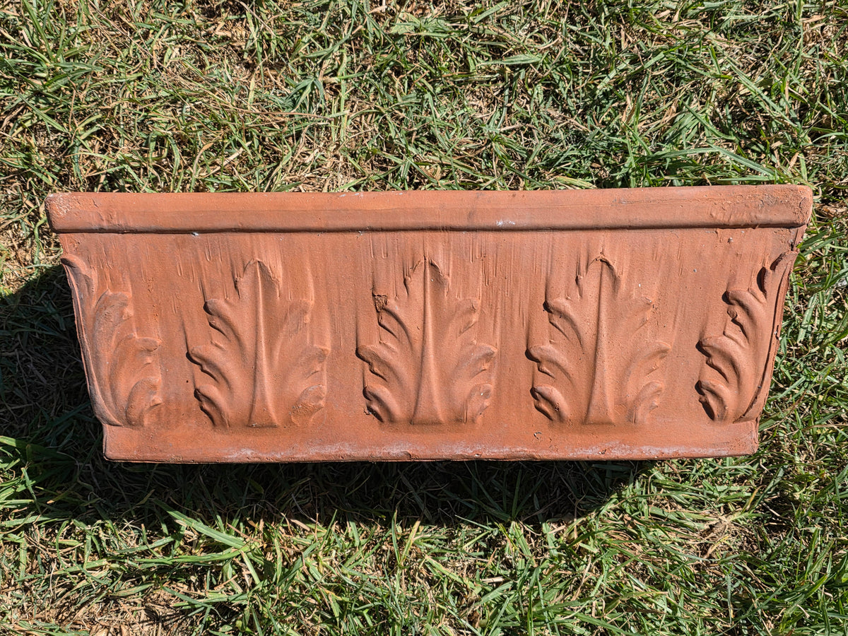 Vintage SILMA Italy Terracotta Rectangular Planter 20" Acanthus Leaf Window Box