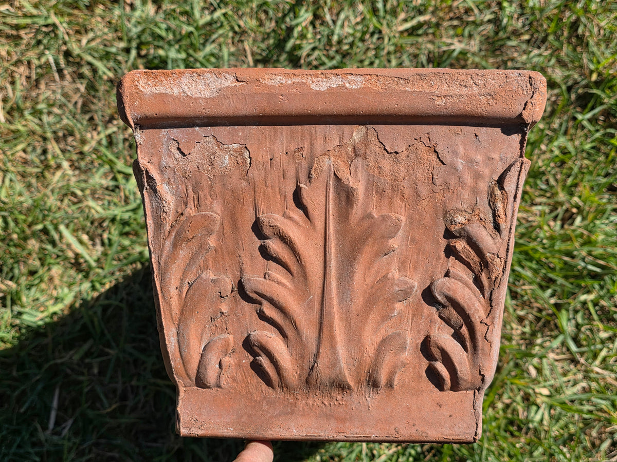 Vintage SILMA Italy Terracotta Rectangular Planter 20" Acanthus Leaf Window Box