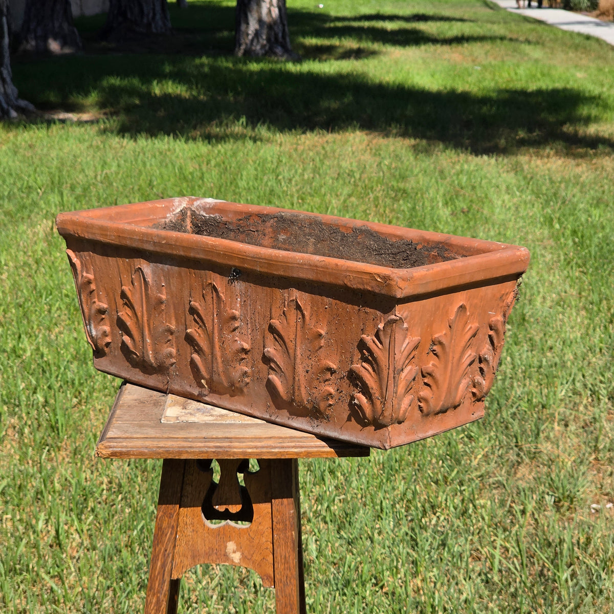 Vintage SILMA Italy Terracotta Rectangular Planter 20" Acanthus Leaf Window Box