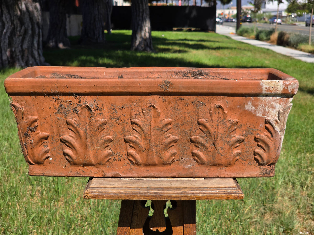 Vintage SILMA Italy Terracotta Rectangular Planter 20" Acanthus Leaf Window Box