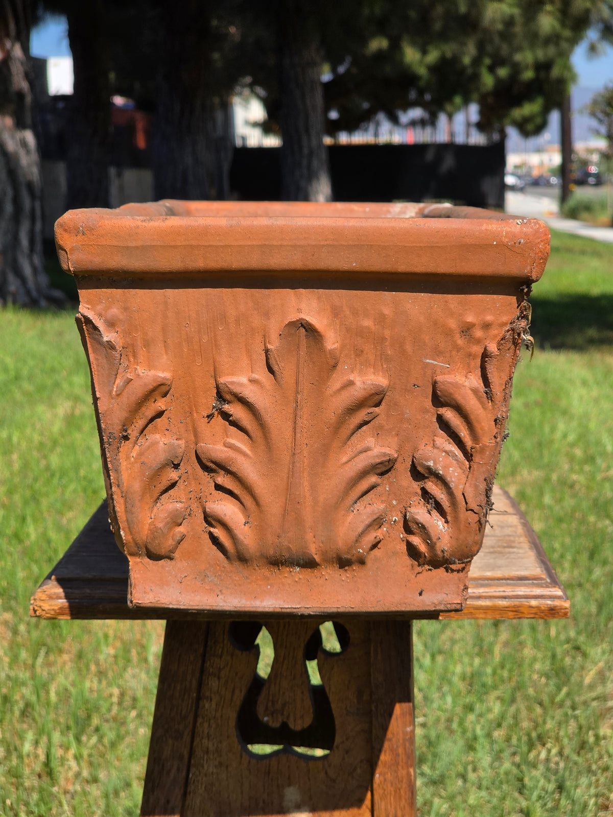 Vintage SILMA Italy Terracotta Rectangular Planter 20" Acanthus Leaf Window Box