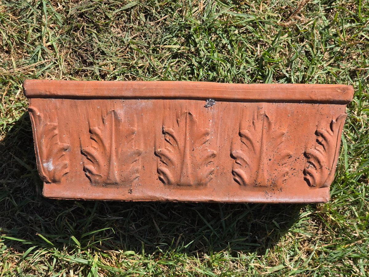 Vintage SILMA Italy Terracotta Rectangular Planter 20" Acanthus Leaf Window Box