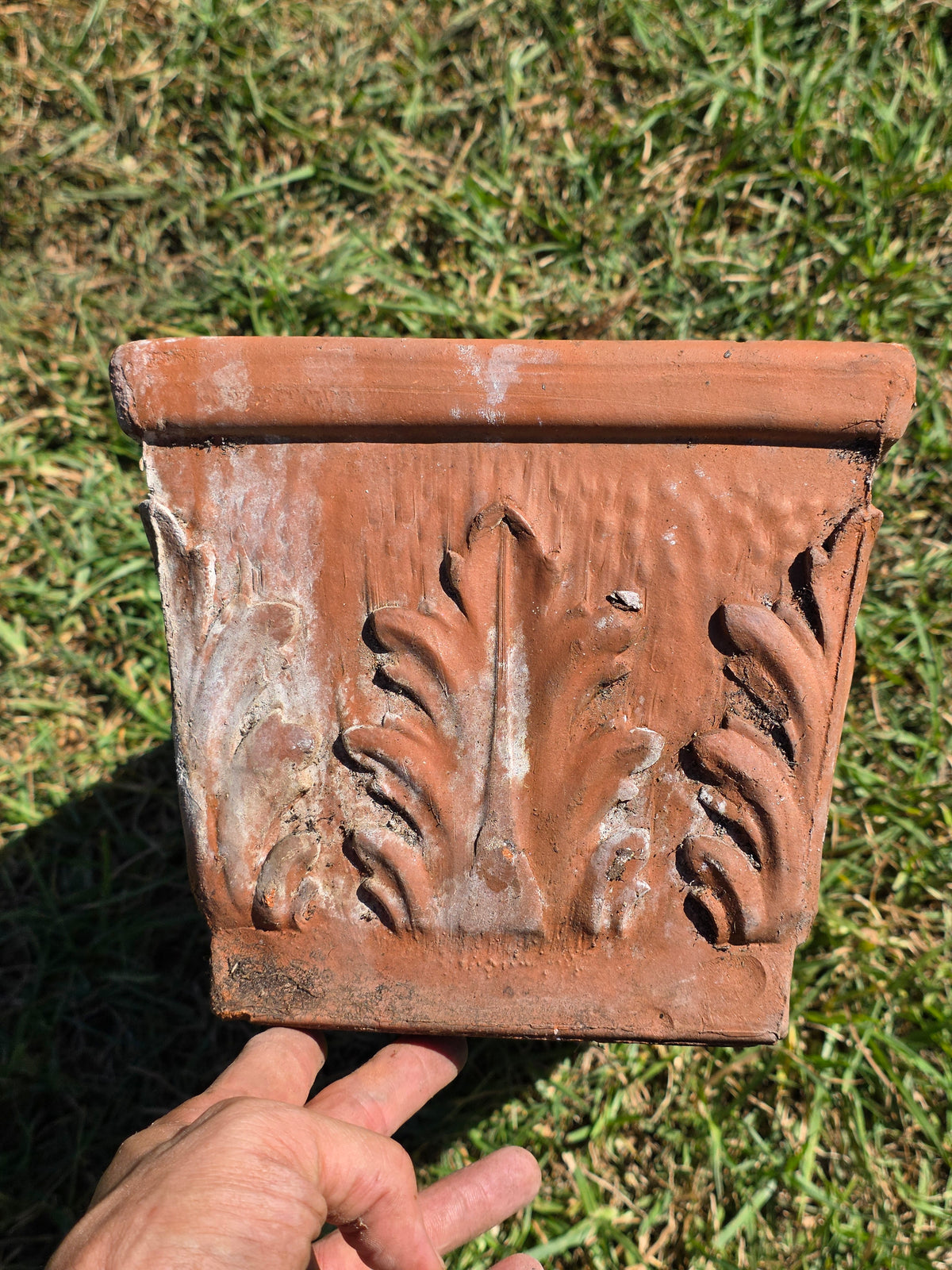 Vintage SILMA Italy Terracotta Rectangular Planter 20" Acanthus Leaf Window Box
