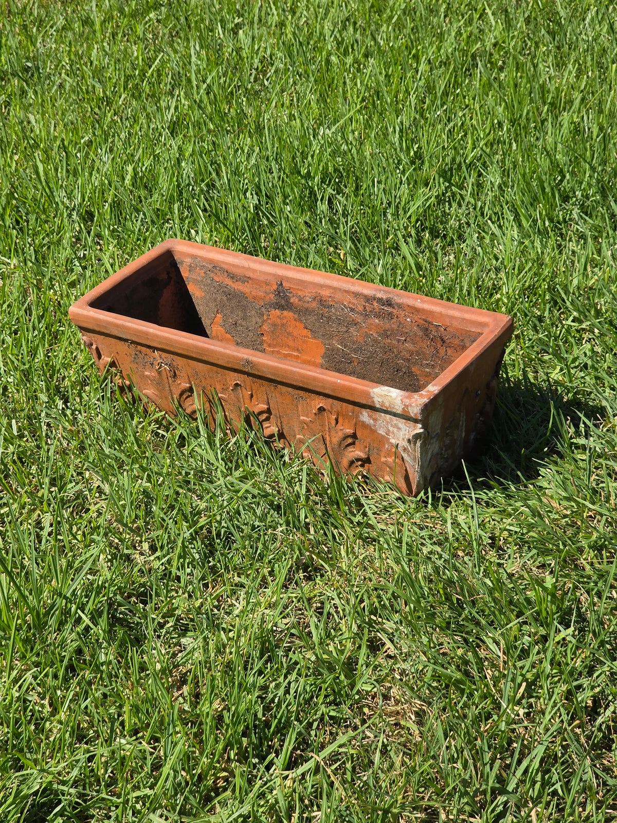 Vintage SILMA Italy Terracotta Rectangular Planter 20" Acanthus Leaf Window Box