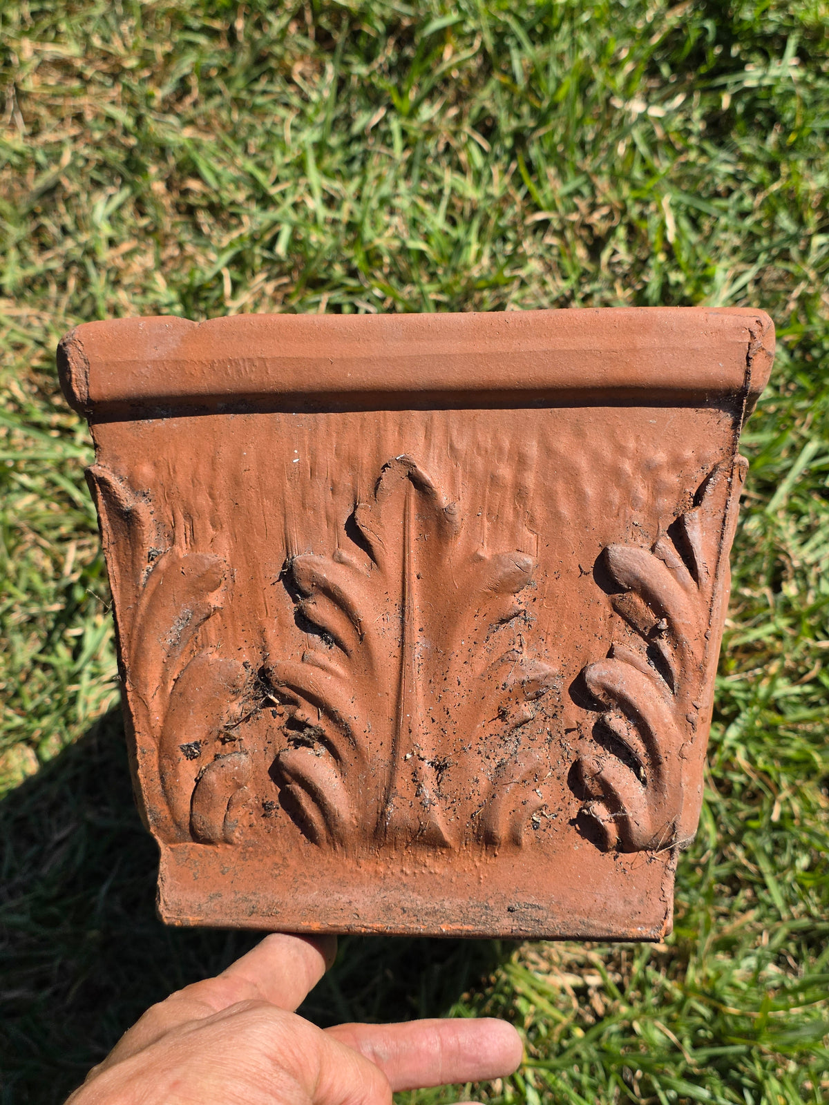 Vintage SILMA Italy Terracotta Rectangular Planter 20" Acanthus Leaf Window Box