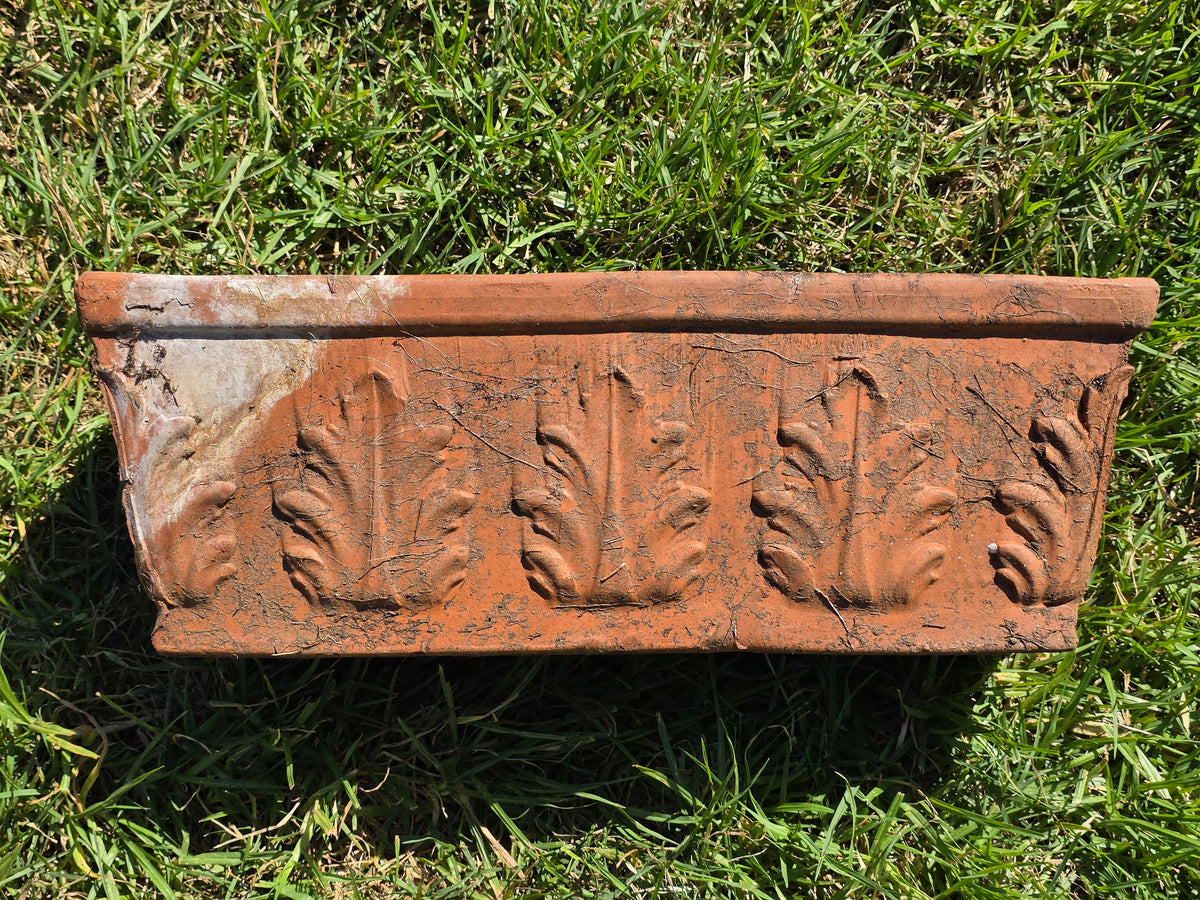 Vintage SILMA Italy Terracotta Rectangular Planter 20" Acanthus Leaf Window Box