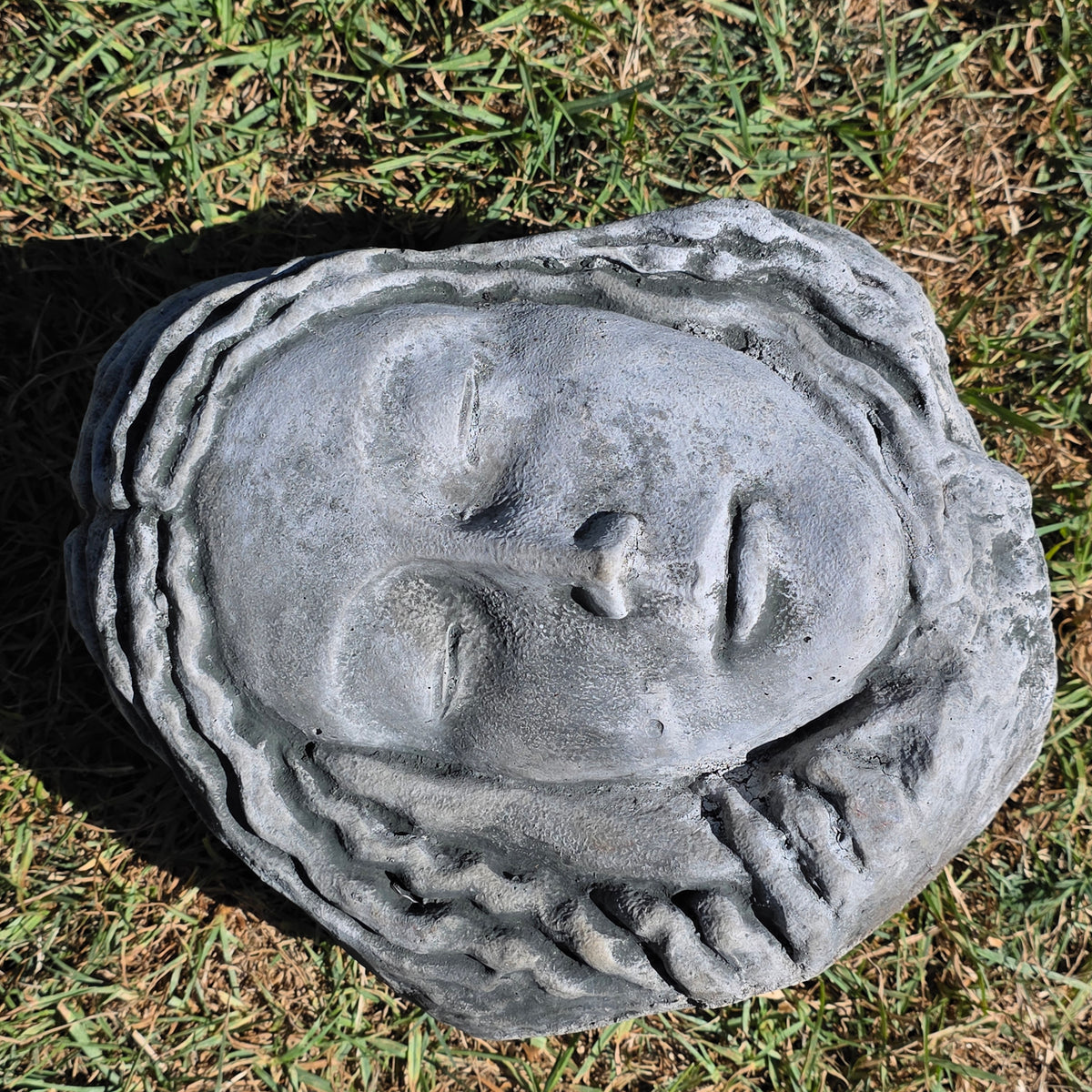 Campania International 2005 Sleeping Maiden Planter Cast Stone Face Statue Pot
