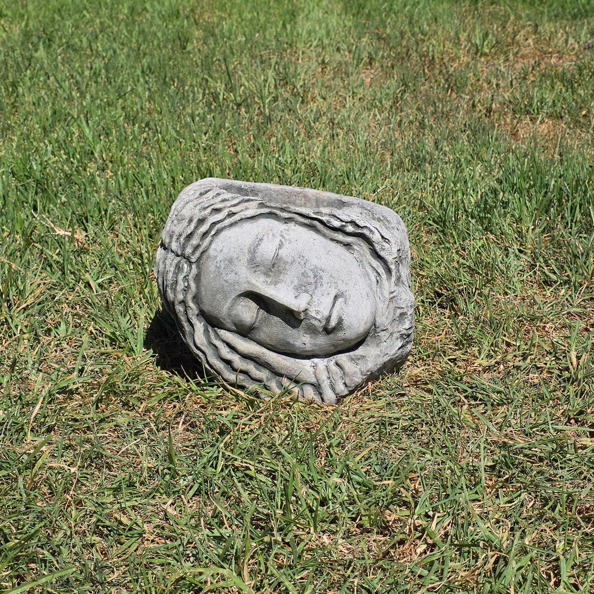 Campania International 2005 Sleeping Maiden Planter Cast Stone Face Statue Pot