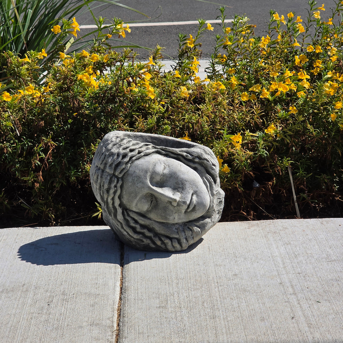 Campania International 2005 Sleeping Maiden Planter Cast Stone Face Statue Pot