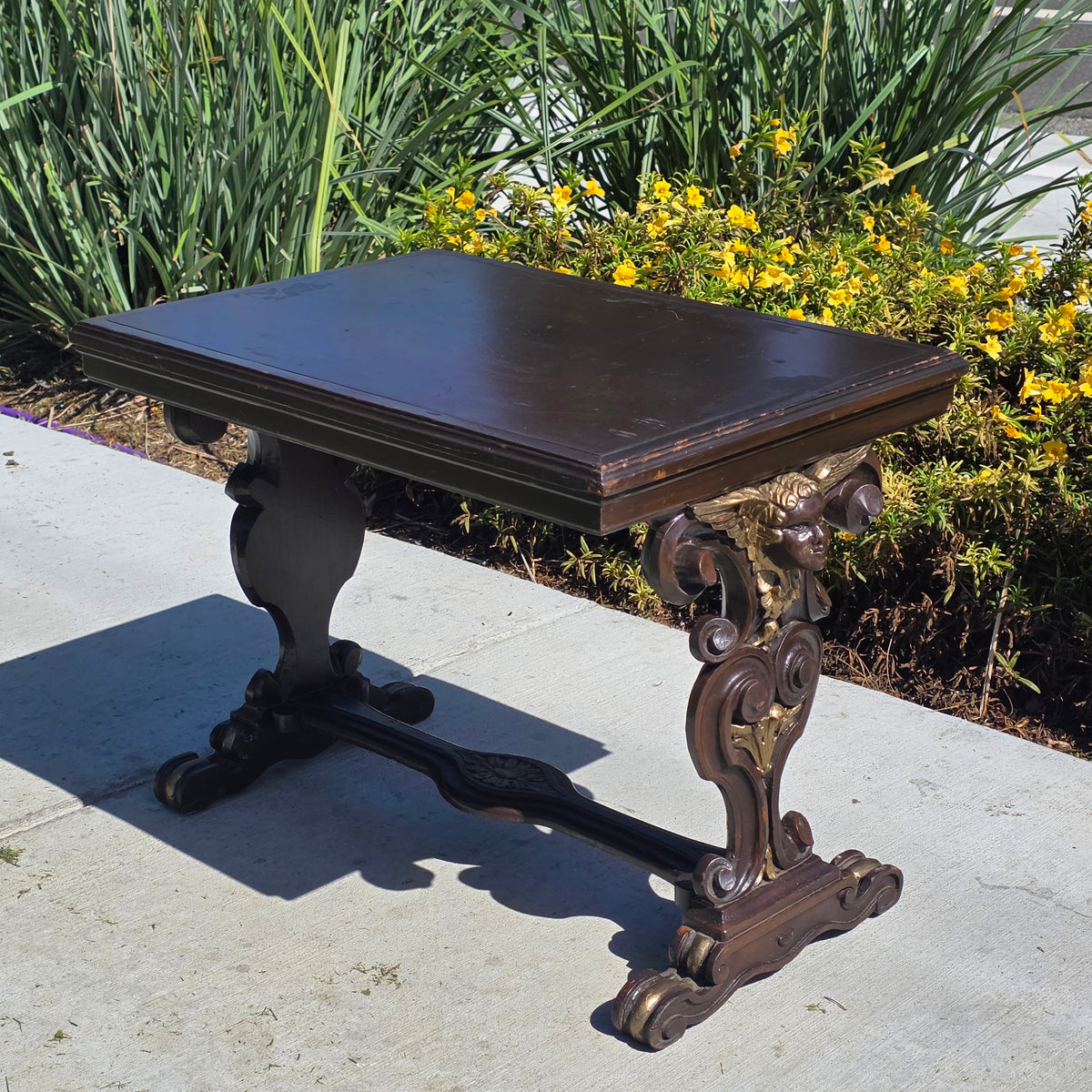 Universal Pictures Prop Antique French Renaissance Cherub Trestle Side Table