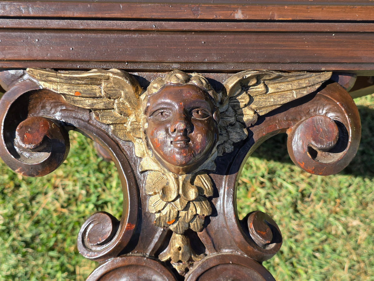 Universal Pictures Prop Antique French Renaissance Cherub Trestle Side Table