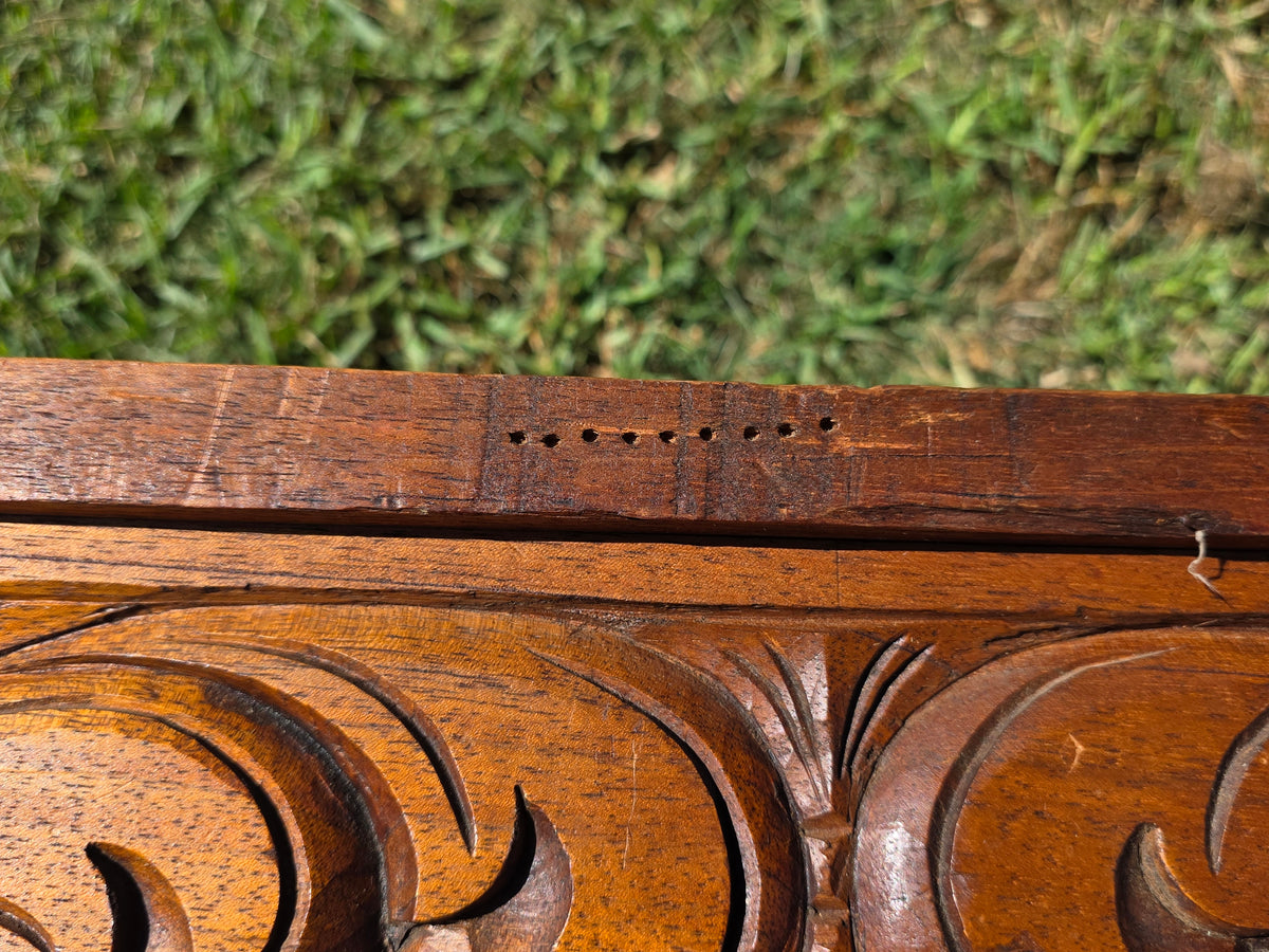 Vtg Black Forest Style Carved Wood Stool Table Bobbin Leg Footstool Bench 23"