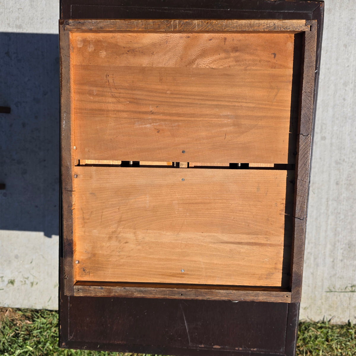 Antique Oak Card Catalog 2 Drawer Library File Box Desk Recipe Holder (Damage)
