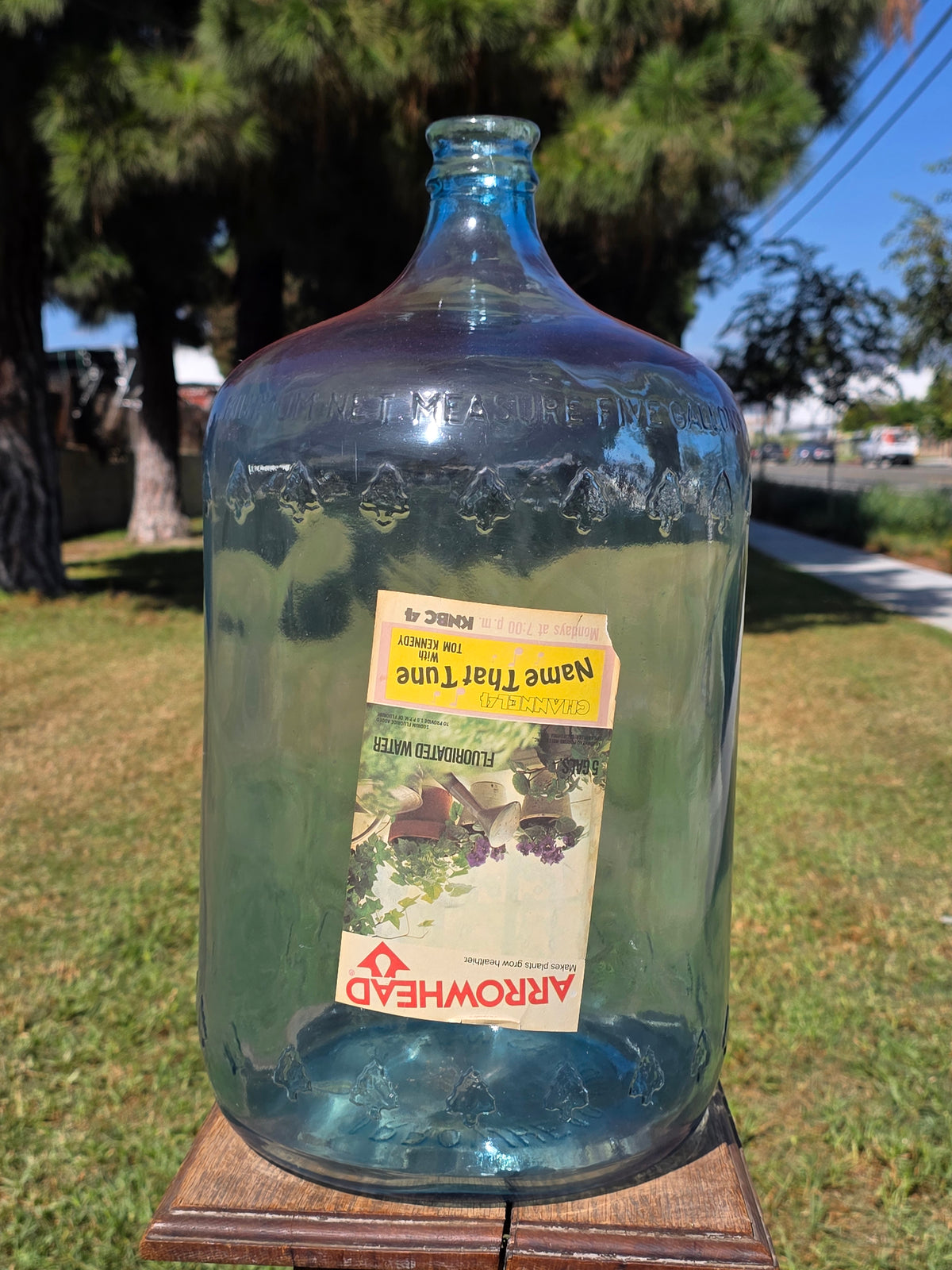 Vintage Arrowhead Puritas 5 Gallon Glass Water Bottle Carboy Wood Crate 1973 (Damage)