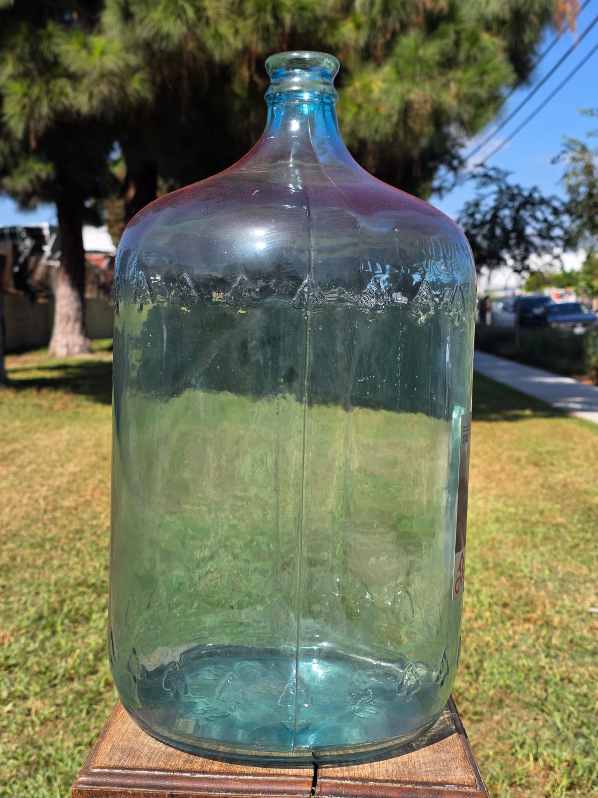 Vintage Arrowhead Puritas 5 Gallon Glass Water Bottle Carboy Wood Crate 1974