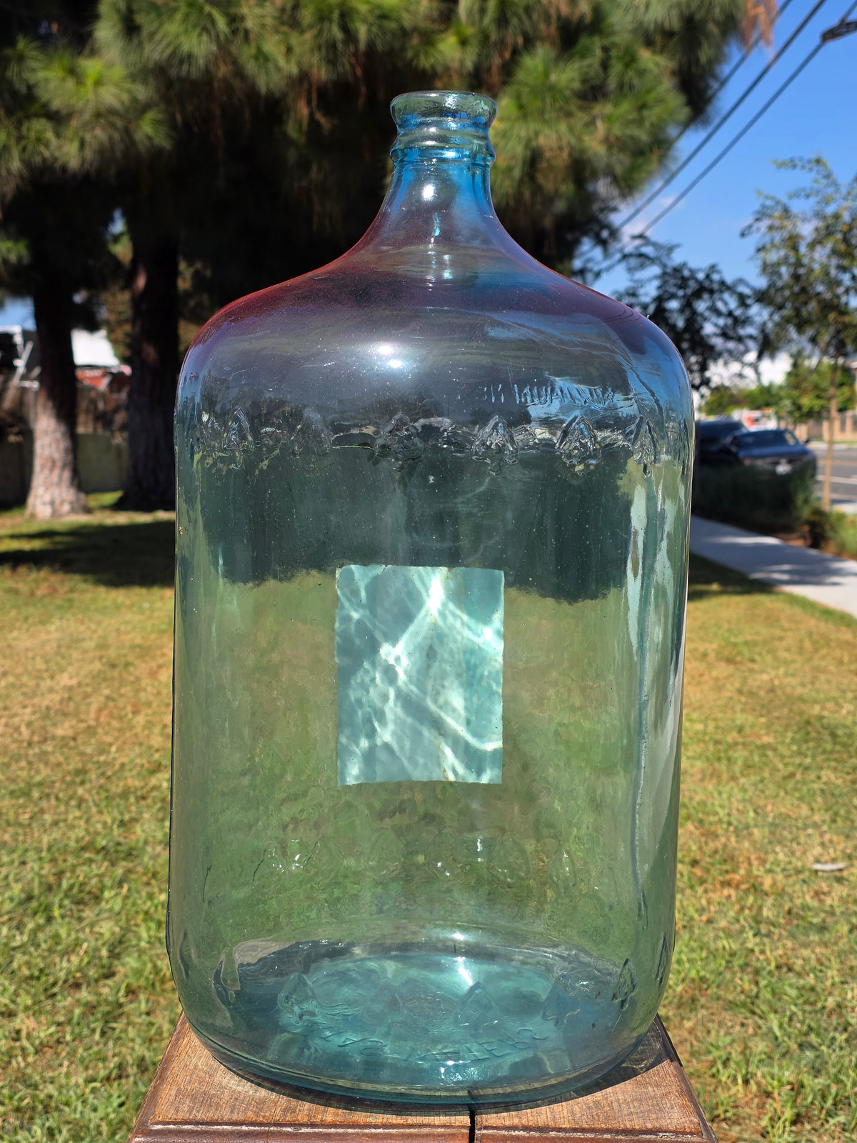 Vintage Arrowhead Puritas 5 Gallon Glass Water Bottle Carboy Wood Crate 1974