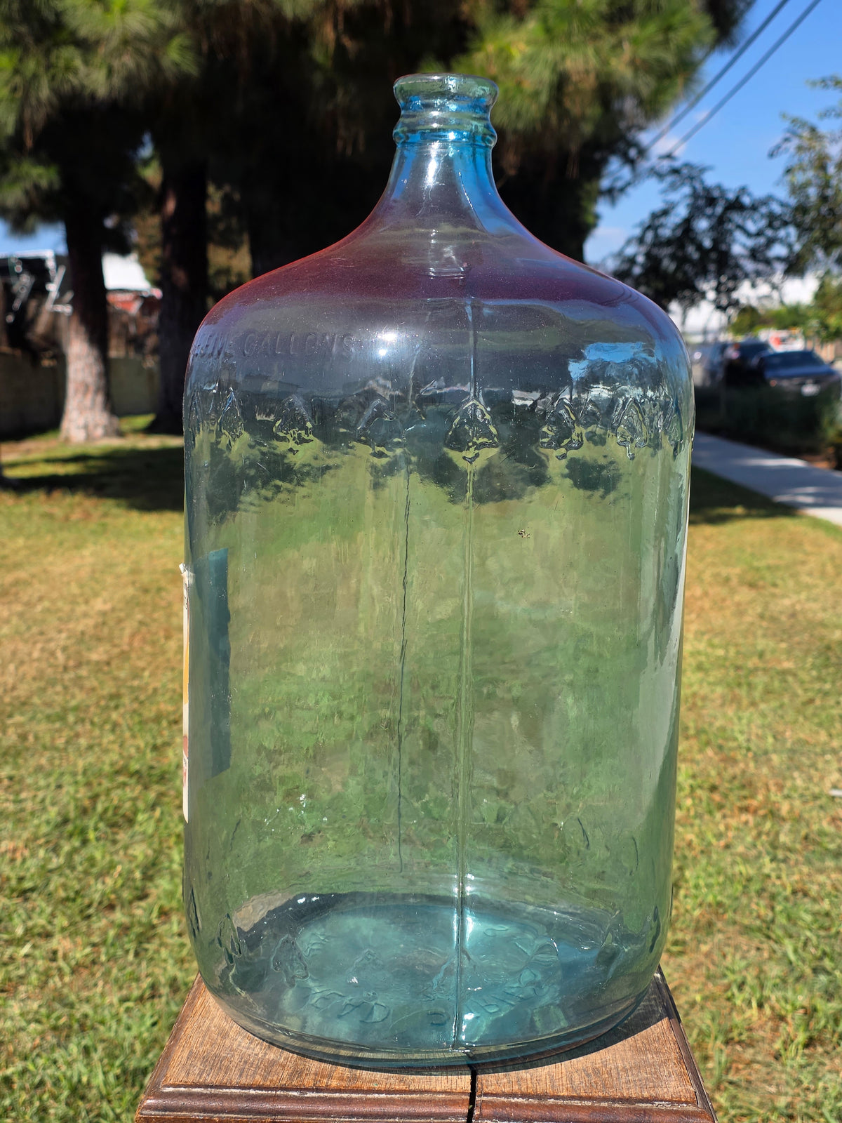 Vintage Arrowhead Puritas 5 Gallon Glass Water Bottle Carboy Wood Crate 1974