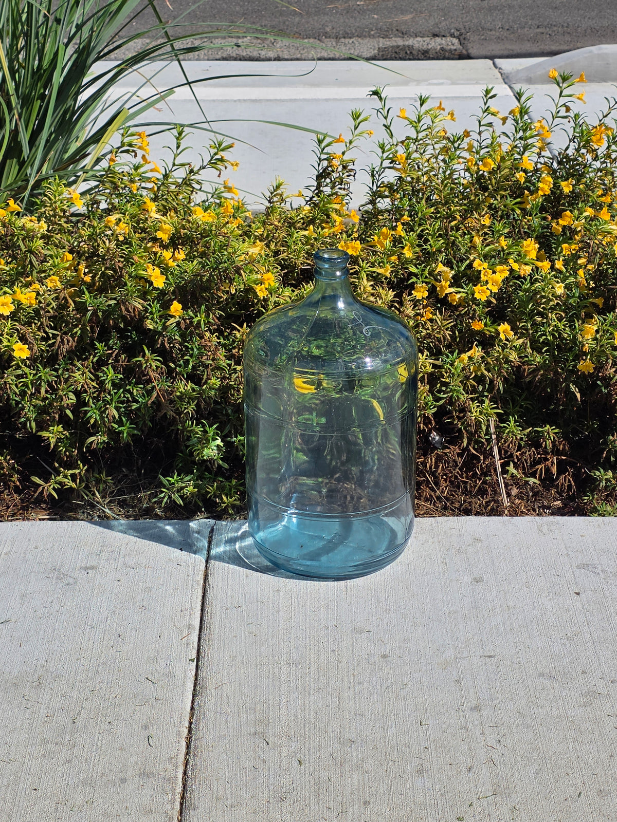 Vintage 5 Gallon Blue Glass Water Bottle Carboy Crate ASEC GPD 1973 Monogram L