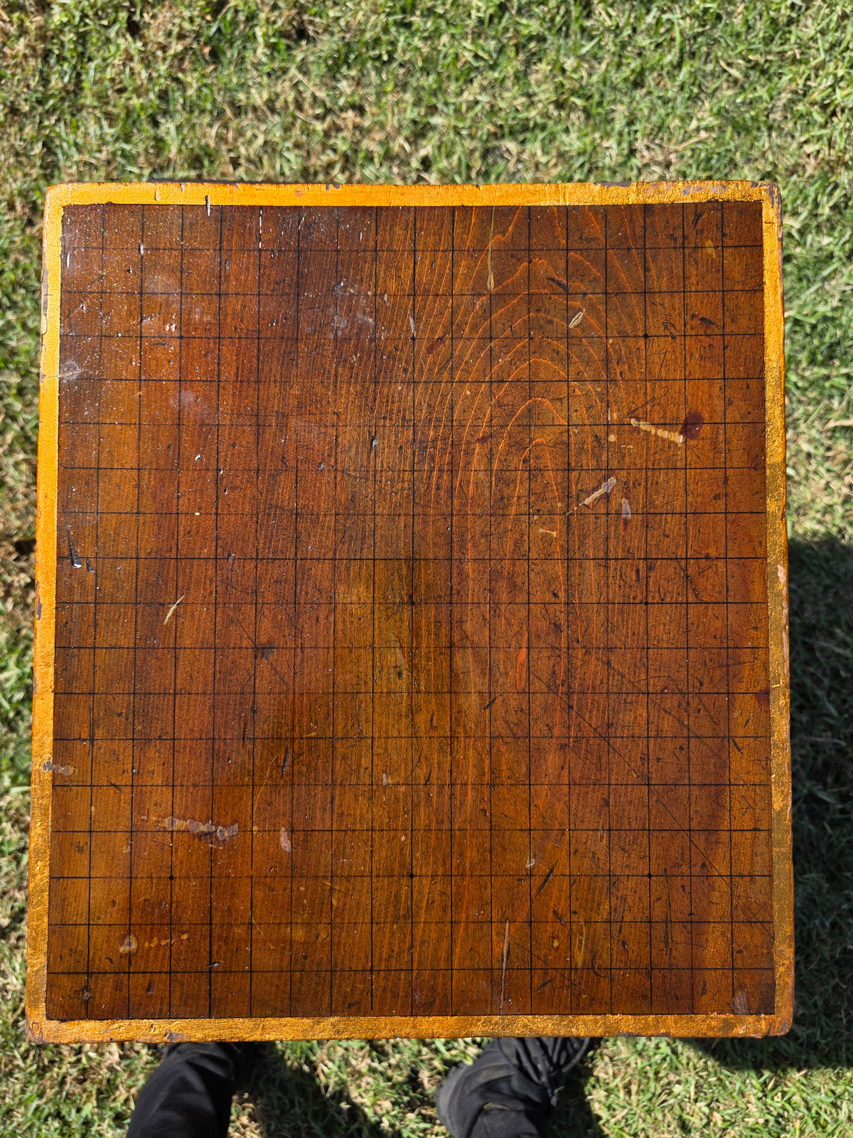 Antique Japanese Goban Go Board Table Gold Lacquer Sakura Plant Stand Low 1917