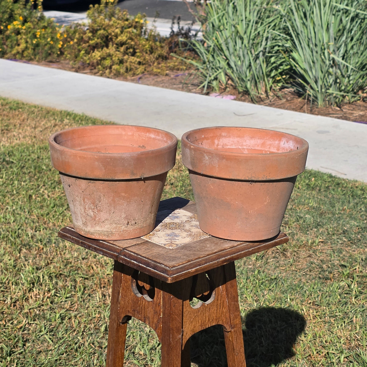 Pair of 2 ITERRA 20 Terracotta Planters Clay Flower Pots Made in Italy 8" Vtg