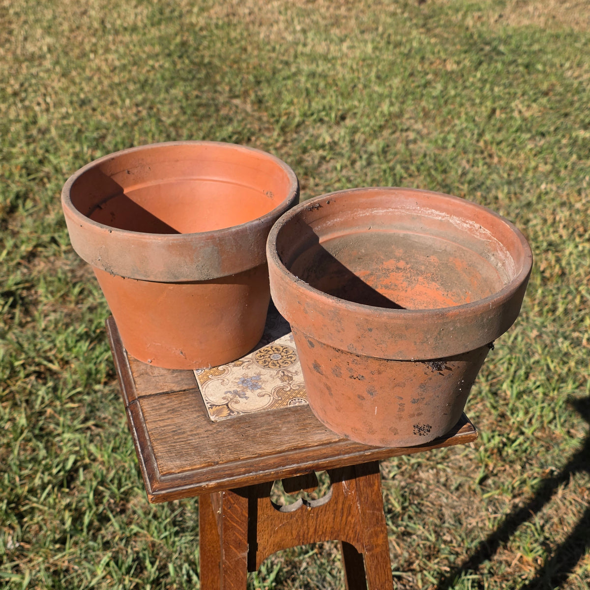 Pair of 2 Vintage ITERRA Terracotta Planter 8" Italian Clay Pots (Made in Italy)