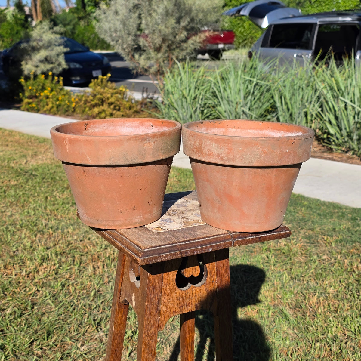 Pair of 2 Vintage ITERRA Terracotta Planter 8" Italian Clay Pots (Made in Italy)